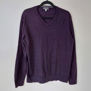 Ibex Purple Vneck Longsleeve‎ Merino Wool Blend Sweater Size Large